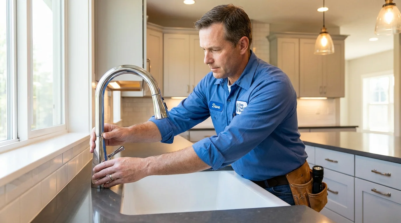 Kitchen faucet installation by Johns Plumbing LLC in Geneseo